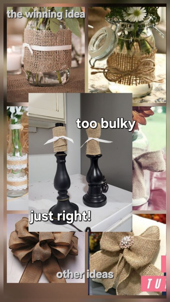 Burlap ideas for finishing the lamps.