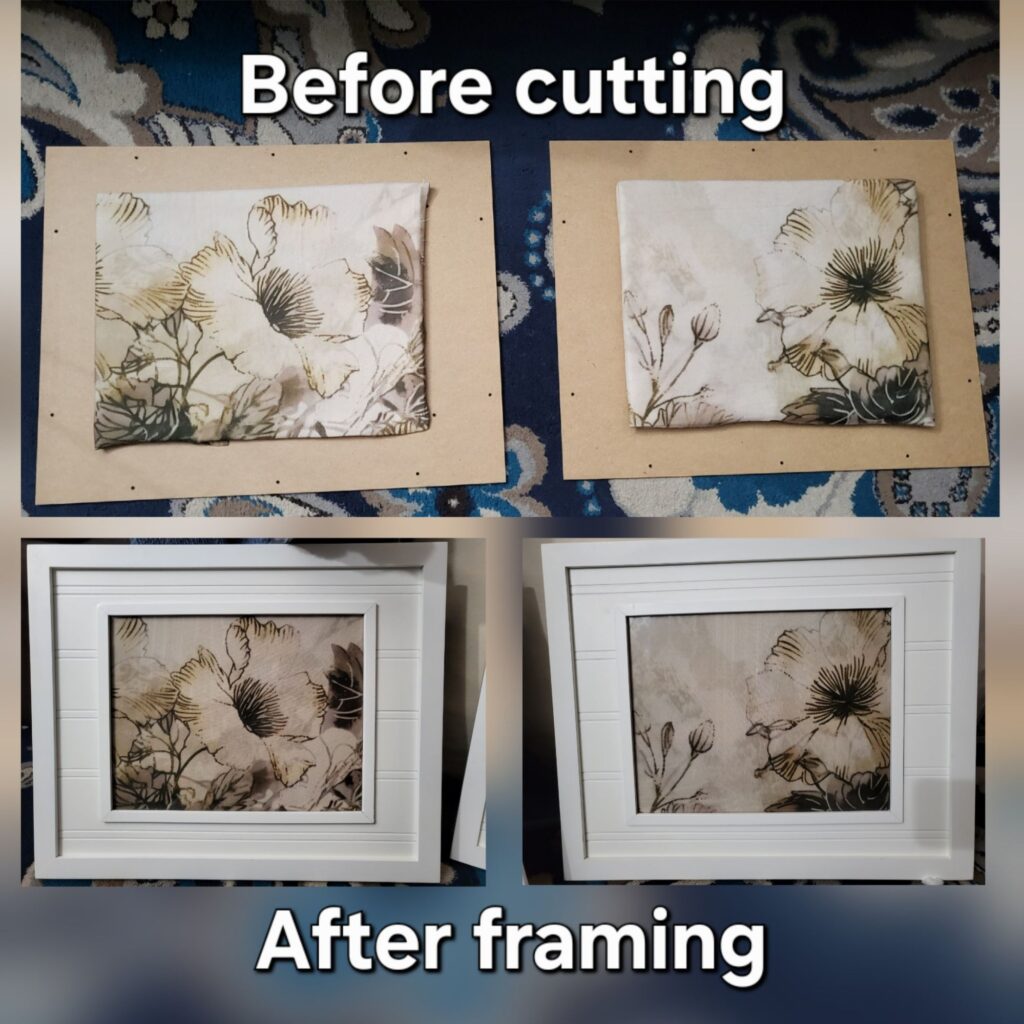 Repurpose and upcycle! These 2 artworks started life as as a decorative throw-pillow case.
